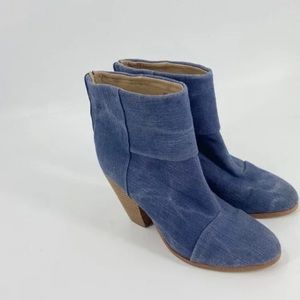 Rag & Bone Women's Canvas Blue Denim Newbury Ankle Boots Size 9